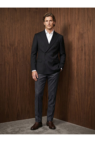 BASEL.CO Ειδικά Σχεδιασμένο Μπλέιζερ Διπλό Στήθος από Ρευστό Ύφασμα Υψηλής Πο...