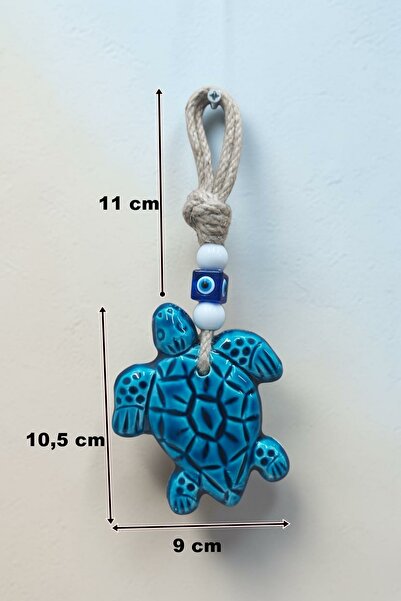 Revard Hediyelik Nazar Boncuklu Seramik Kaplumbağa Desenli Dekoratif Çok Amaçlı Süs Eşyası 21X9 CM