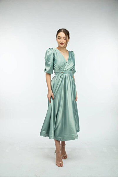 FIRST STYLE Elegant green midi dress