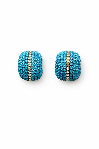 Angelovia Blue Zircon Stone Women's Steel Earrings