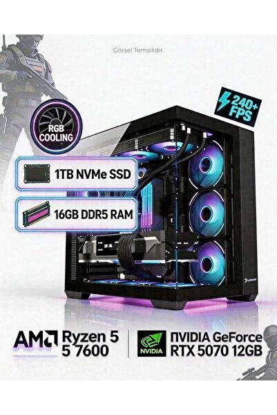 TEKDEN BİLGİSAYAR AMD Ryzen 5 7600 | 16 GB DDR5 | RTX 5070 12 GB | 1 TB OYUNC...