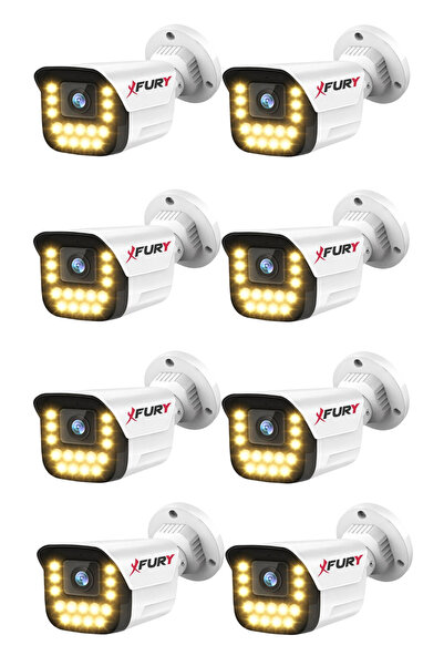 FURY 8 Adet 5MP Lens 1080P Full HD AHD 15 Led Gece Görüşlü Renkli Su Geçirmez...