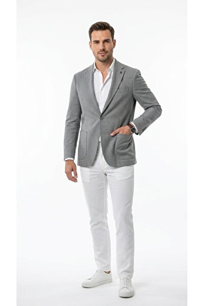 Plus Scorpion Men's Slim Fit Blazer Jacket Single Button Double Slit Pocket H...