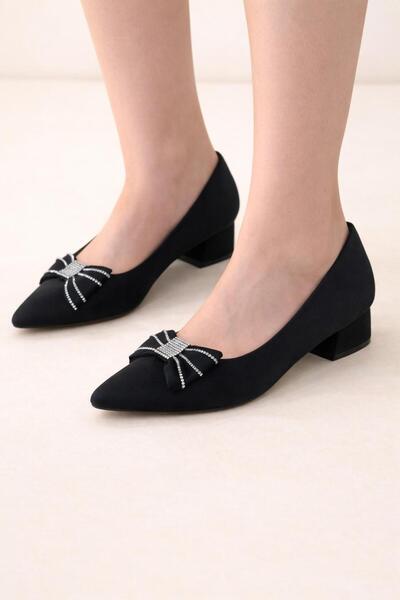 TRENDYSHOSE 05357 حذاء نسائي بكعب مريح مرصع بالأحجار