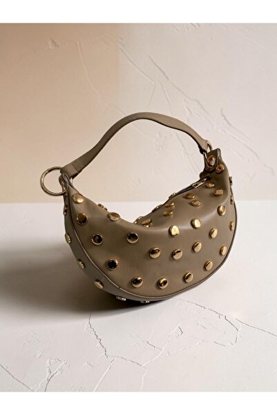 Sellini Embroidered Icon Mink Baguette Hand and Shoulder Bag