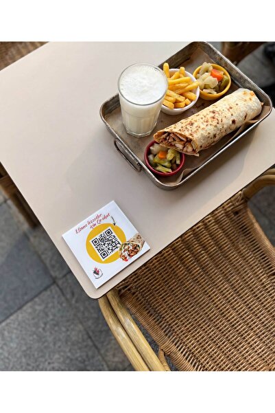 arslart Pleksi QR Menü 8x8 cm Masa Üstü QR Kod Menü, Kafe Restoran QR Menü, K...