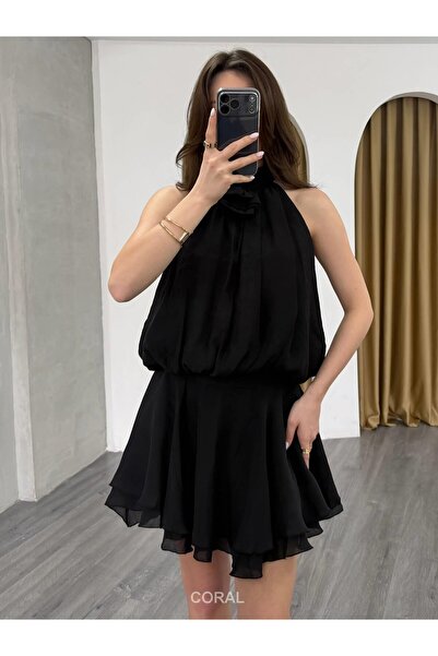 Coral Boynu Rose Buckle Sleeveless Blouse 071927 Black