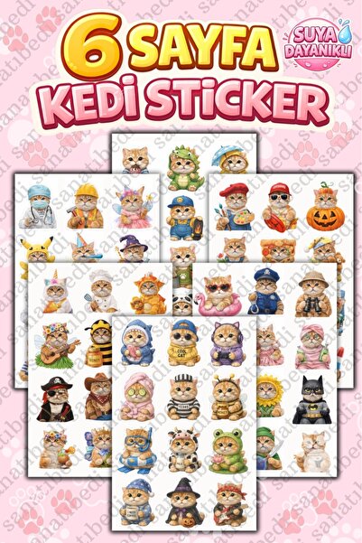 sanatıbedi Αδιάβροχο αυτοκόλλητο γάτας 6 τεμαχίων - Αυτοκόλλητο για φορητό υπ...
