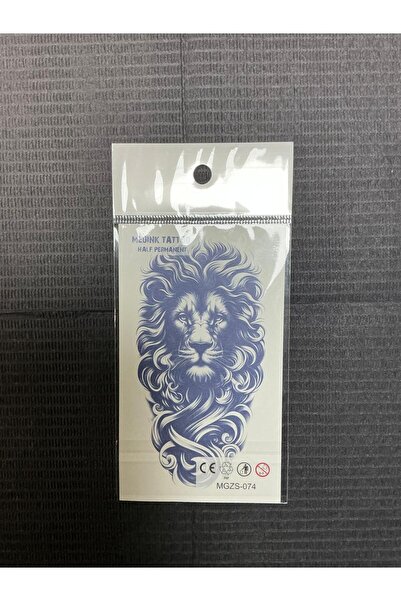 Tattoo Geçici Dövme (M)- Aslan Kafası Orta Boy Desenli 1 Ay Kalıcı Geçici Dövme