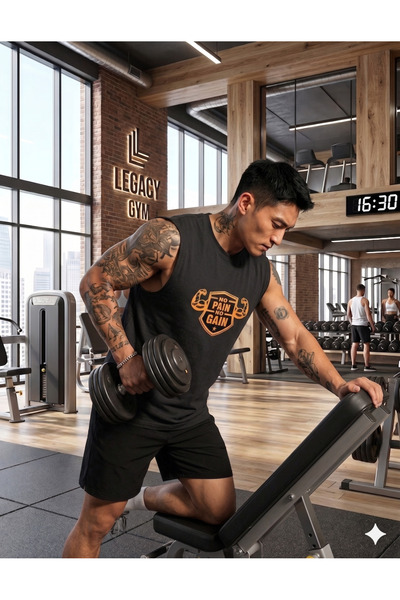 FAVORİST Tricou No Pain No Gain Star cu mânecă scurtă