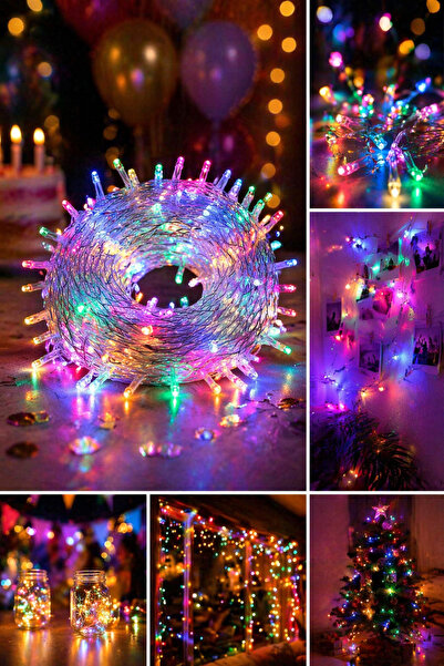 VELLESERAY'S HOME 10 Metre 60 LED RGB Pilli Işık – 2 Kademeli Şeffaf Kablolu ...