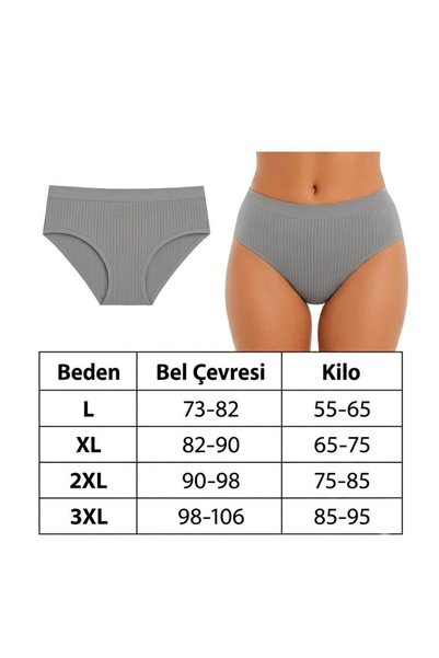 Orivra Ribana Women's Cotton Bikini Panties 6-Pack - Soft Textured Ribbed Model