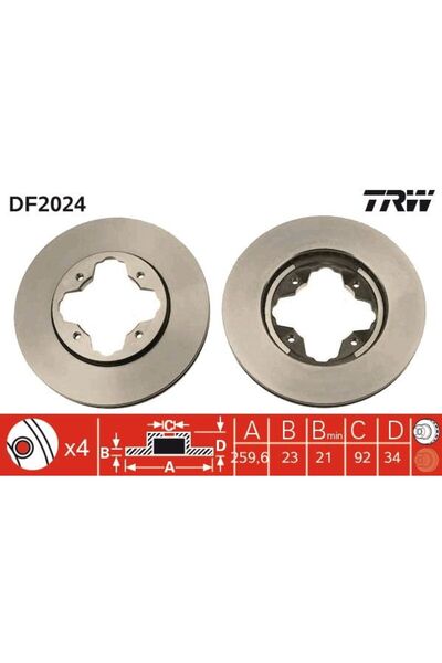 TRW DF2024 FREN DISKI ON 45251-SM4-010 2'li Paket