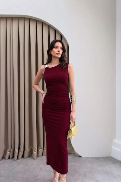 ALFUDO Moda Collection Βραδινό φόρεμα αποφοίτησης με λεπτομέρεια από κόκκινο ...