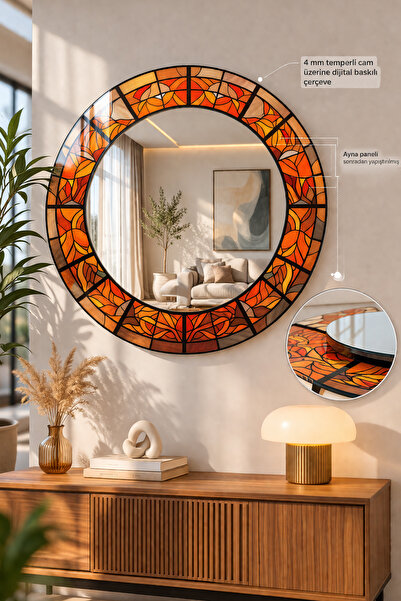 Decorita Dekor Camı ve Ayna | Amber Rüyası Yuvarlak Dekoratif Ayna | 90cm x 90cm