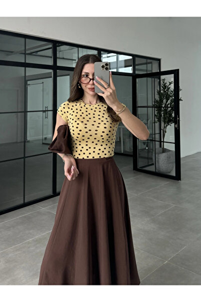 manana fashion Διαφανές λίκρα μποντι με πουά σχέδιο