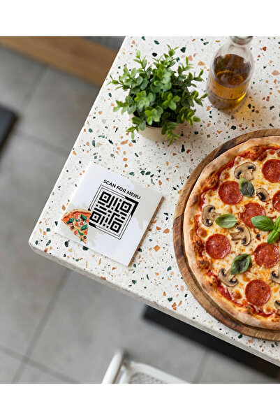 arslart Pleksi QR Menü 8x8 cm Masa Üstü QR Kod Menü, Kafe Restoran QR Menü, K...