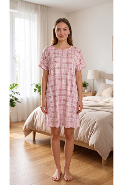 Arvin Pijama Γυναικεία ροζ καρό εμπριμέ μαλακή βαμβακερή κοντομάνικη πιτζάμα ...