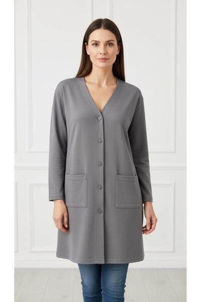 Kuraff Giyim Women's Mother Black Buttoned Long Tunic Slim Combed Cotton Card...