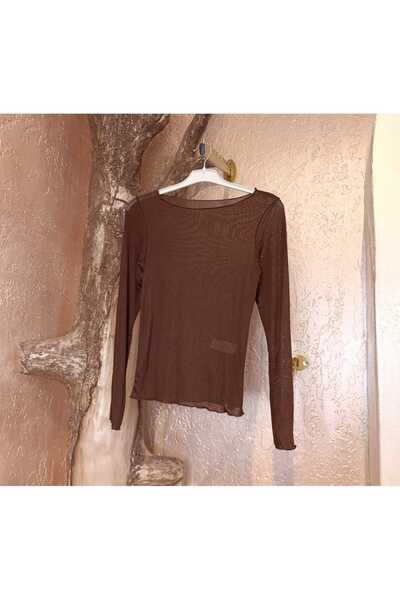 Butik KAHVE TRANSPARAN BLUZ