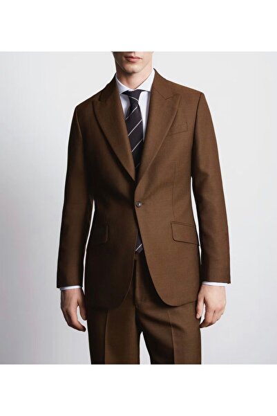 ilayda emir Dark Coffee Blazer, Slim Fit, Notched Lapel, Buttoned, 6 Drop, Me...