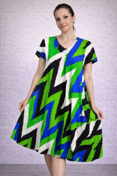 AGORATEKSTİL Γυναικείο φόρεμα από ύφασμα βισκόζης με σχέδιο κοπής, κανονικό μ...