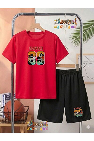 ZAROKANE Hawai89 Printed Top and Shorts/T-Shirt Two-Piece Summer Kids' Set