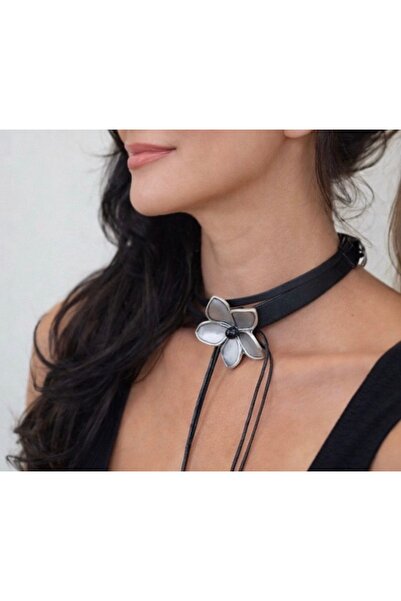 SENTİA ACCSSESORY Choker leather necklace