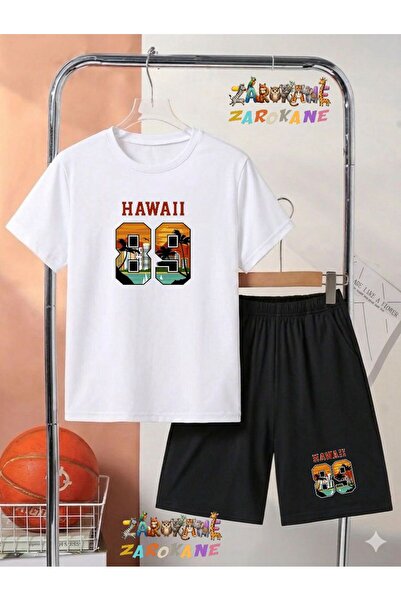 ZAROKANE Hawai89 Printed Top and Shorts/T-Shirt Two-Piece Summer Kids' Set