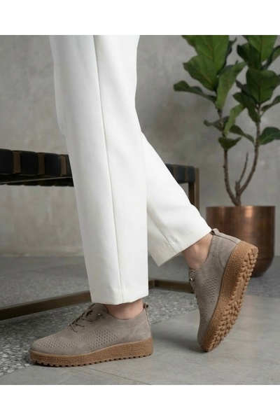 homiro Γυναικεία παπούτσια casual από σουέτ με κορδόνια - Βιζόν