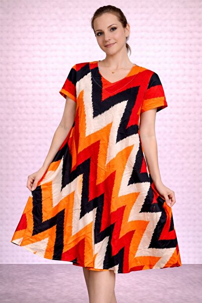 AGORATEKSTİL Γυναικείο φόρεμα από ύφασμα βισκόζης με σχέδιο κοπής, κανονικό μ...