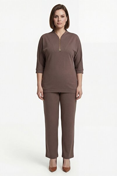 EXİTLİNE Γυναικείο καλοκαιρινό σετ με φερμουάρ και λεπτομέρεια με κουμπιά στο...