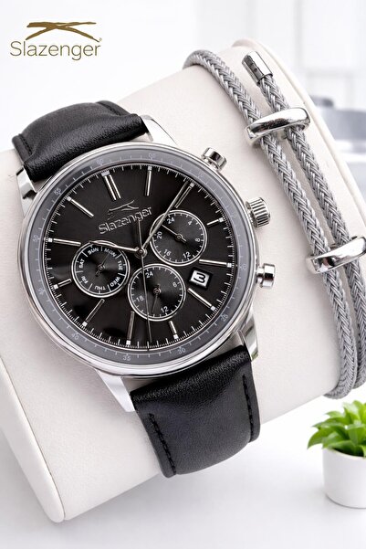 Slazenger Leather Cord Internal Functions Active 10 Atm Water Resistant Men's...