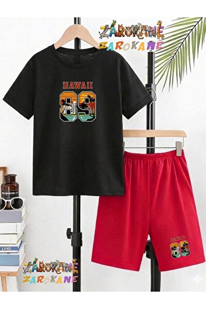 ZAROKANE Hawai89 Printed Top and Shorts/T-Shirt Two-Piece Summer Kids' Set