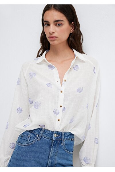 Mavi Γυναικείο πουκάμισο με στάμπα κοχυλιών και χαλαρή εφαρμογή.