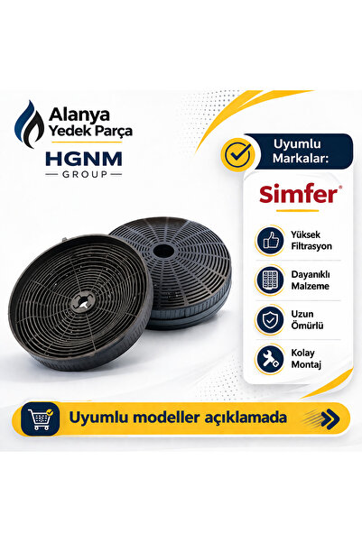 HGNM E Trading Simfer 51389 Aktif Karbon Filtre Seti 160,8 mm Davlumbaz Aspir...