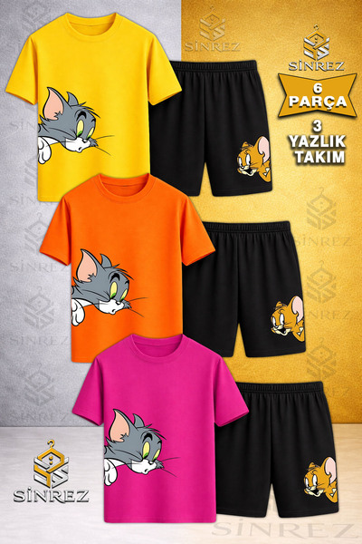 SİNREZ Tricou pentru copii KERDI FARE TM JRY KAFALAR YANDA cu imprimeu, cu gâ...