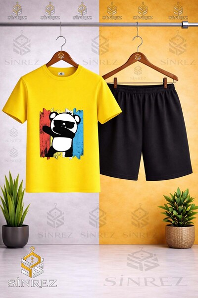 SİNREZ Children's Panda Colorful Canvas Eyeglasses Custom Printed Crew Neck T...