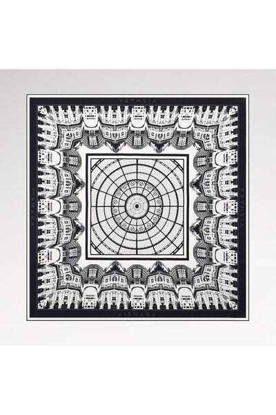 Vismara Λευκό μεταξωτό μαντήλι Galleria με σχέδιο Dome και υφή twill