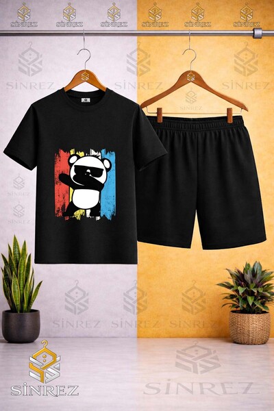SİNREZ Children's Panda Colorful Canvas Eyeglasses Custom Printed Crew Neck T...