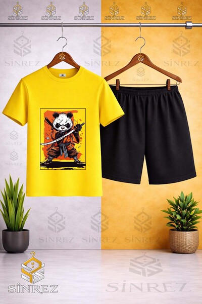 SİNREZ Tricou pentru copii PANDA NINJA SWORD cu imprimeu special, cu gâtul ro...