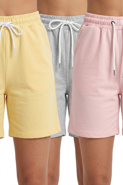 aytok tekstil Βαμβακερό σετ 3 τεμαχίων unisex γυναικείο ανδρικό σορτς μονόχρωμο