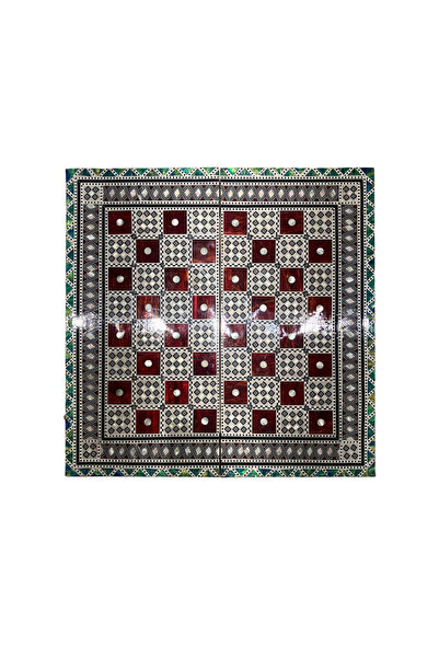 ebrişem Mısır Sadaf İşlemeli Tavla & Satranç Takımı - 52×52 cm