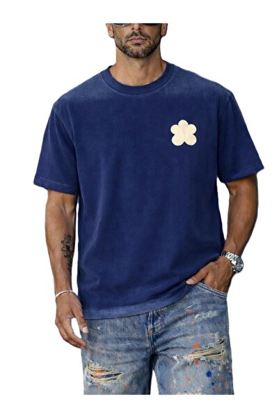 Casa Shop Tricou bărbătesc – Albastru marin cu detalii, croială normală, Casa...