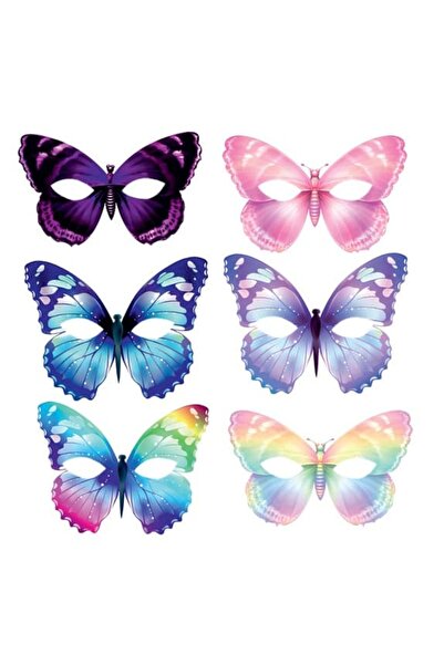 parti show Renkli Butterfly Temalı Doğum Günü Parti Maskesi 6'lı