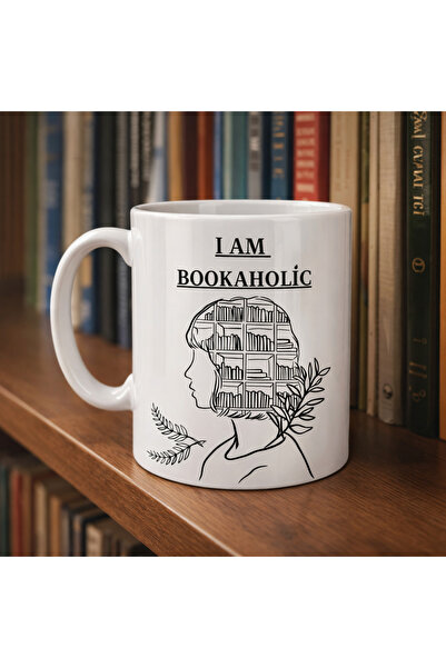 Beta Moda Hub I Am Bookaholic Written Book Themed Mug Model 213 Printed Ceram...