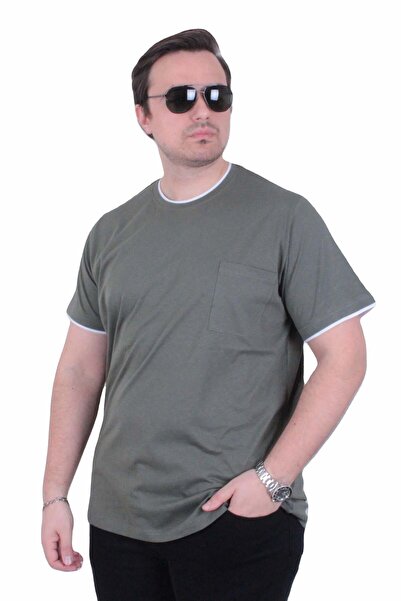 MocGrande Tricou pentru bărbați, mărime mare, cu gâtul în formă de O și buzun...