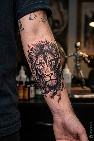 BP Tattoo Aslan Geçici Dövme Unisex Tattoo Kol Bacak Omuz Dövmesi