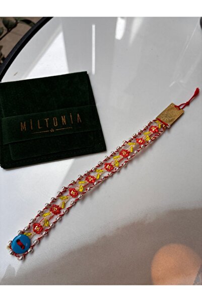 Miltonia İpek Kurdela 925s Gümüş Plaka Tasarım Bileklik