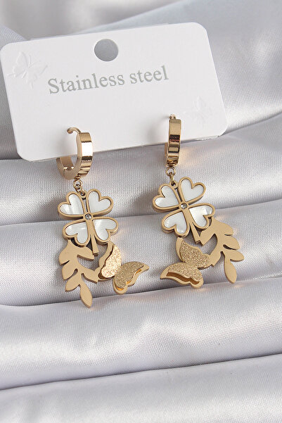 northcity n 316L Pearlescent Clover Silvery Butterfly Women's Earrings - Stai...